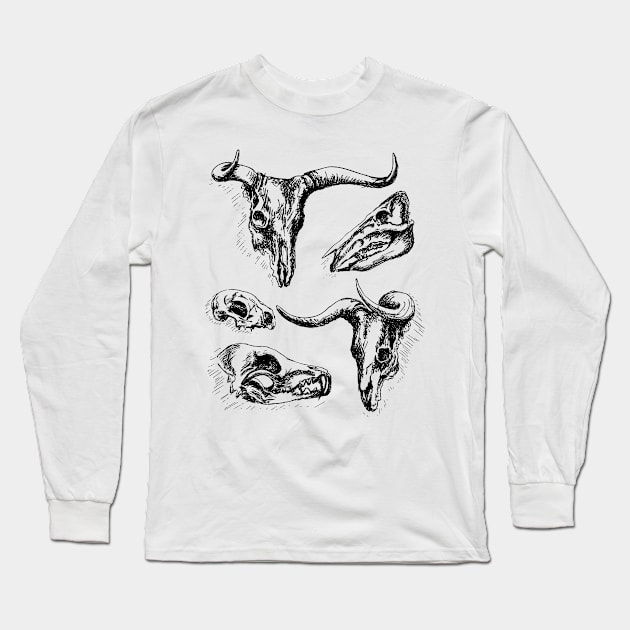 Animal Skulls Long Sleeve T-Shirt by SWON Design